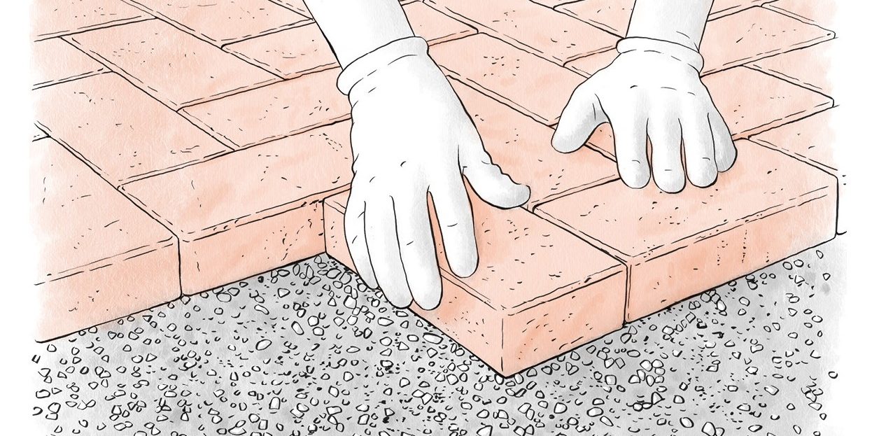 Kladení cihelné dlažby Penter - do štěrkového lože