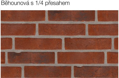 Vazba - Běhounová s 1/4 přesahem | Lícové cihly a pásky Terca | Fasády