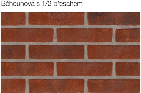 Vazba - Běhounová s 1/2 přesahem | Lícové cihly a pásky Terca | Fasády